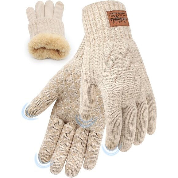 Winter Gloves for Men Women Warm Fleece Lined with Touch Screen Thermal Knit w